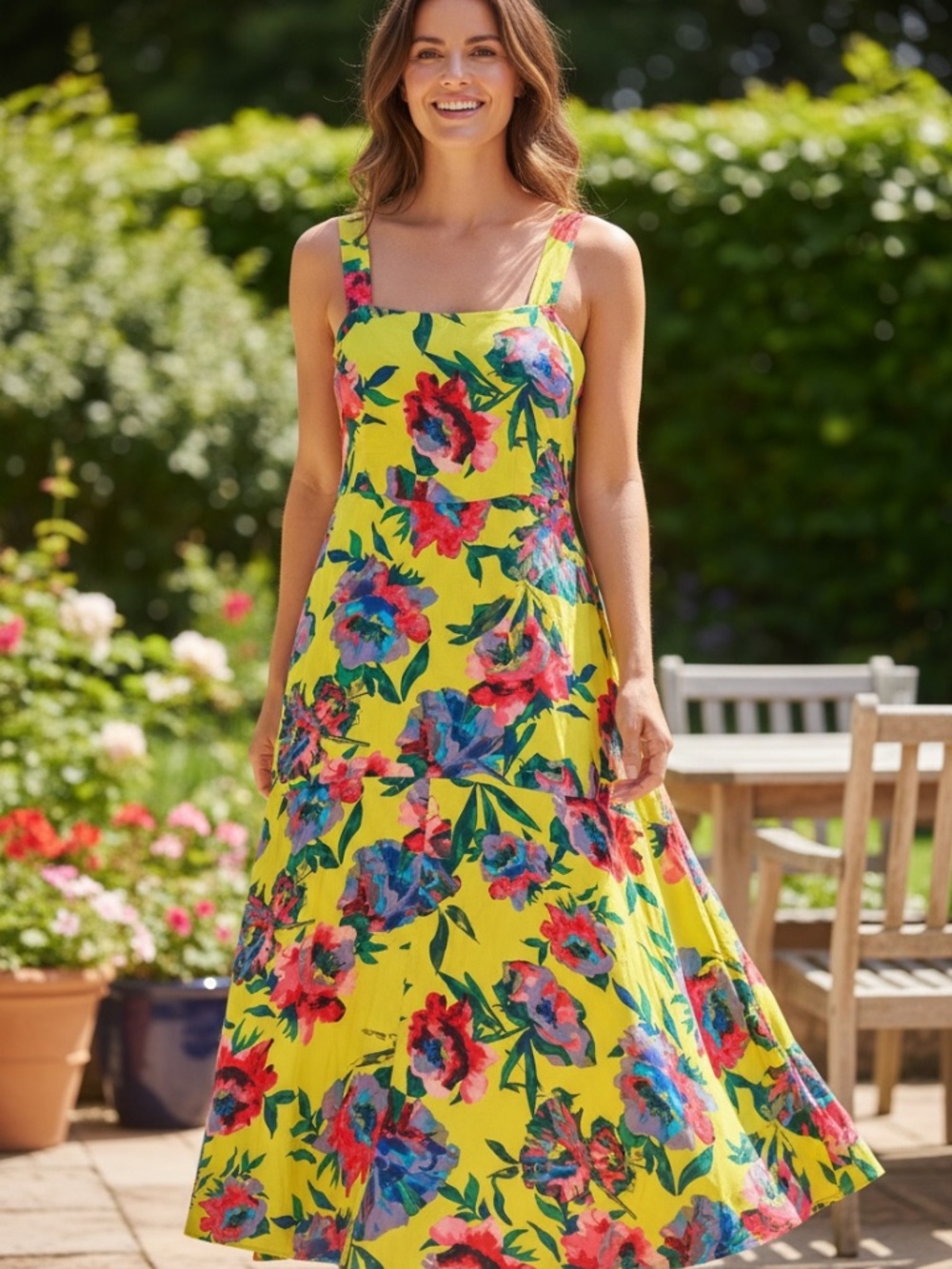 NWT Vince Camuto Floral Maxi Tiered Dress with Smocked Back, Size 1X